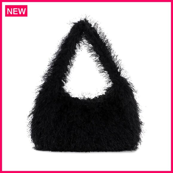 Faux Fur Fluffy Hobo Bag Tote Plush Purse Women Fashion Trendy